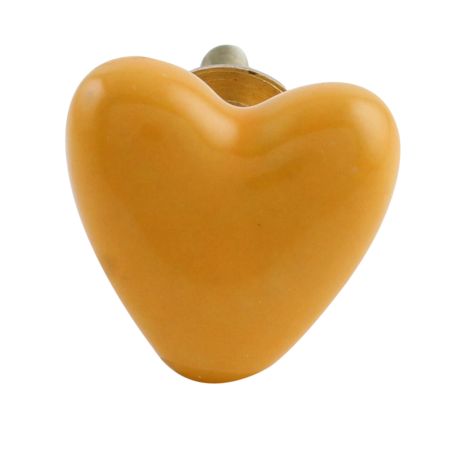 Mustard Tiny Heart Ceramic Cabinet Knobs